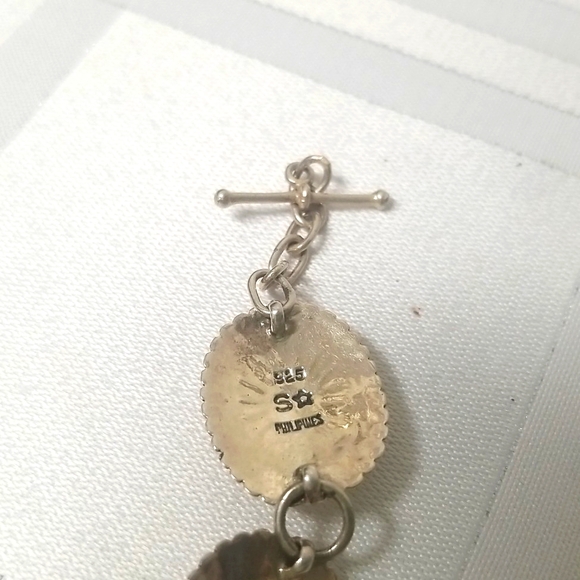 TURQUOISE & 925 STERLING SILVER CONCHO BRACELET, 7"- 8.5" EUC J#59 - Picture 5 of 7